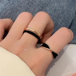 2pcs Elegant Adjustable Zinc Alloy Ring Set for Women