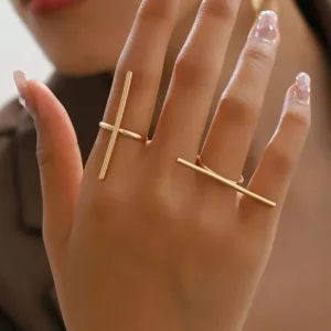 2pcs Adjustable Geometric Rings Set for Women