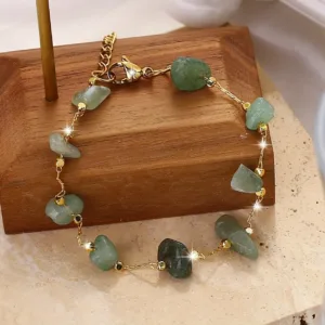 Boho Green Stone Double-Layer Bracelet