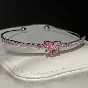 Pink Rhinestone Cuff Bracelet