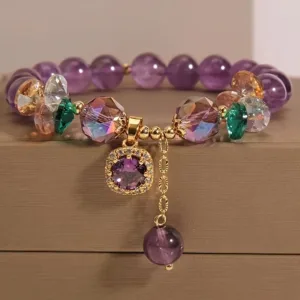 Retro Amethyst Beaded Bracelet